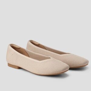 Vaneli Beige Ribbed Knit Flats